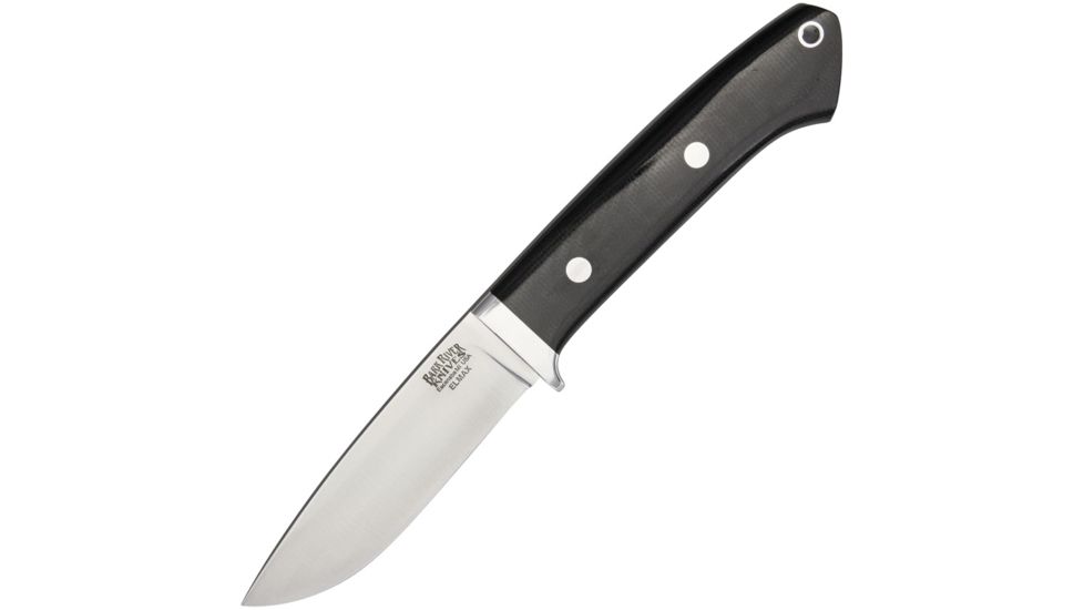 Bark River Classic Drop Point Hunter Fixed Blade Knife, 3.75in, Standard Edge, Black, Canvas Micarta Handle BA155MBC