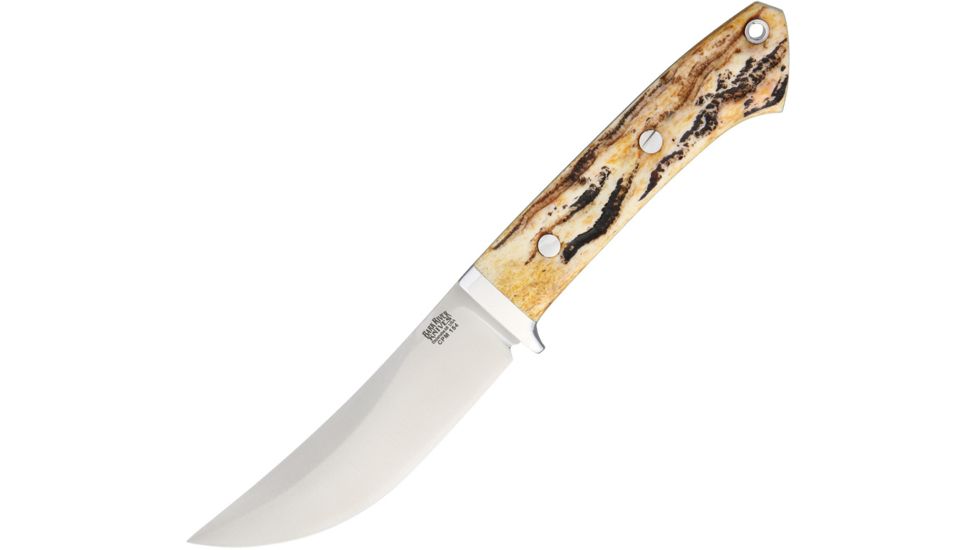Bark River Classic Trailing Point Hunter Fixed Blade Knife, 4.5in, CPM 154 Steel, Standard Edge, Satin, Antique Stag Bone Handle BA02145BAS