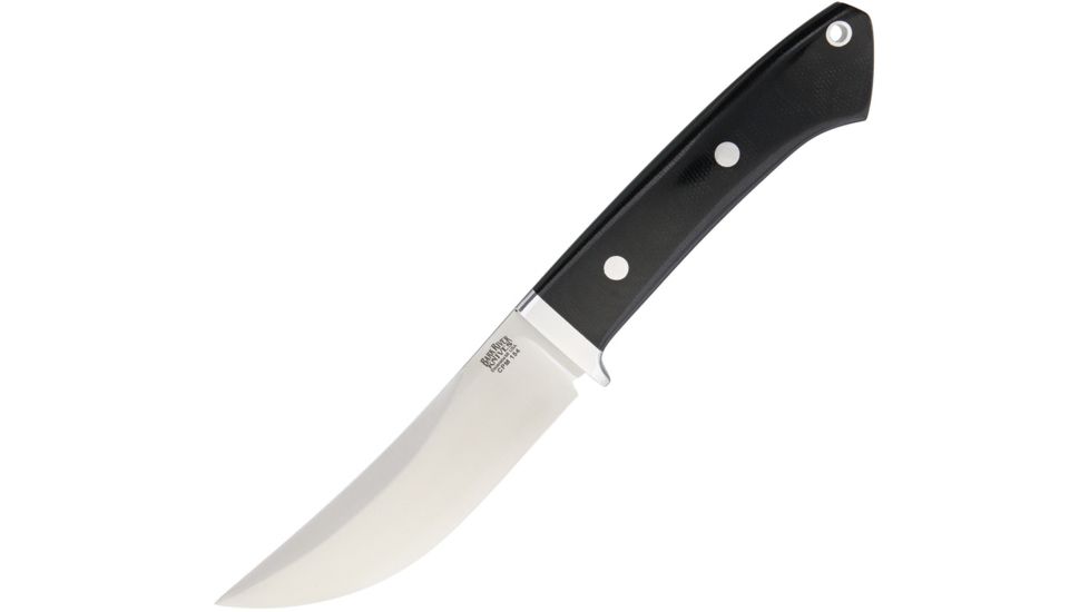 Bark River Classic Trailing Point Hunter Fixed Blade Knife, 4.5in, CPM 154 Steel, Standard Edge, Satin, Black, Canvas Micarta Handle BA02145MBC