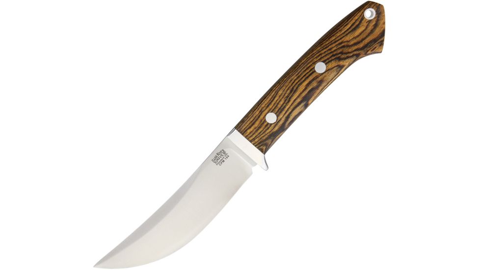 Bark River Classic Trailing Point Hunter Fixed Blade Knife, 4.5in, CPM 154 Steel, Standard Edge, Satin, Brown, Bocote Wood Handle BA02145WB