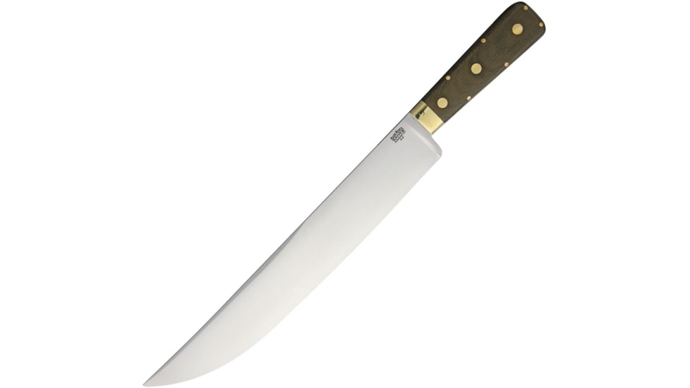 Bark River Edwin Forrest Bowie Fixed Blade Knife, 17in Overall, 12.25in Satin A2 Tool Steel Clip Point Blade, Green Canvas Micarta, 08-315MGC