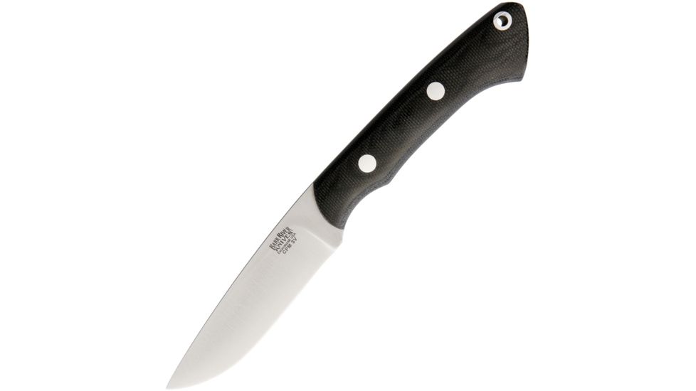 Bark River Featherweight Fox River CPM3V Fixed Blade Knife, 3.25in, CPM-3V Carbon Steel, Drop Point, Satin, Black, Canvas Micarta Handle BA01022MBC