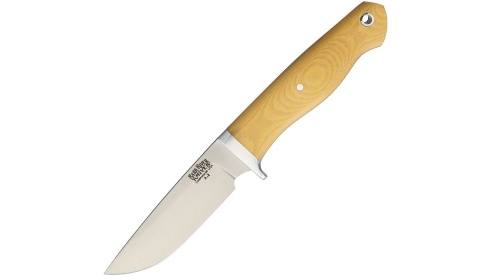 Bark River Fieldsman Antique Ivory Fixed Blade Knife, 3.5in, A2 Tool Steel, Standard Edge, Satin, Antique Ivory, Micarta Handle BA02012MAI