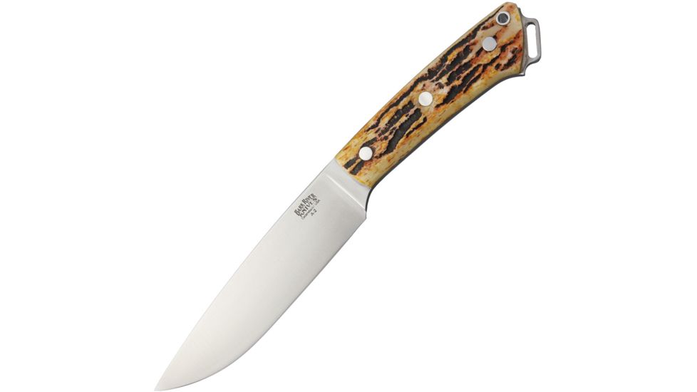 Bark River Fox River II Antique Stag Bone Fixed Blade Knife, 5in, A2 Tool Steel, Antique Stag Bone Handle BA01214BAS