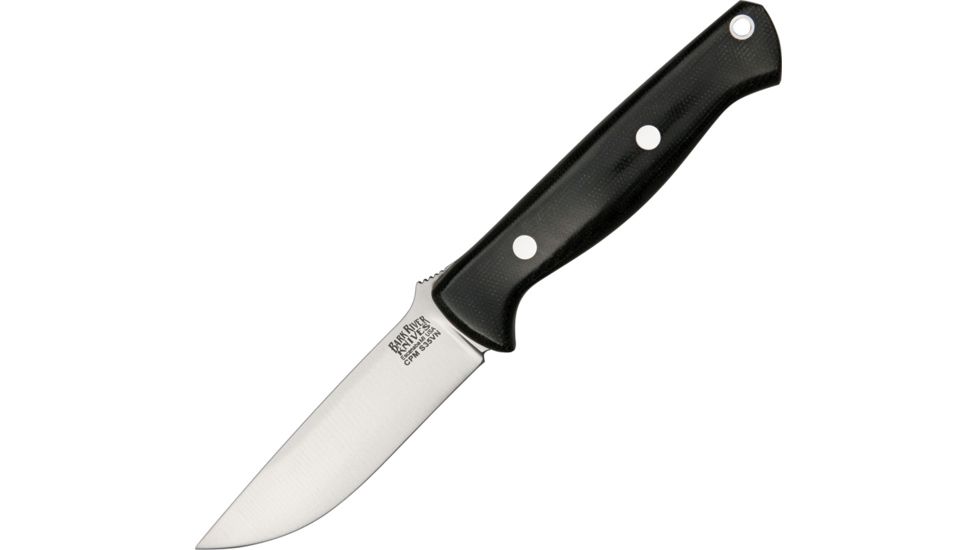 Bark River Gunny Fixed Blade Knife, 3.75in, CPM-S35VN Steel, Black, Canvas Micarta Handle BA013MBC