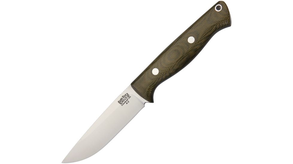 Bark River Gunny Hunter Green Fixed Blade Knife, 4in, Drop Point, Green, Canvas Micarta Handle BA012MGC