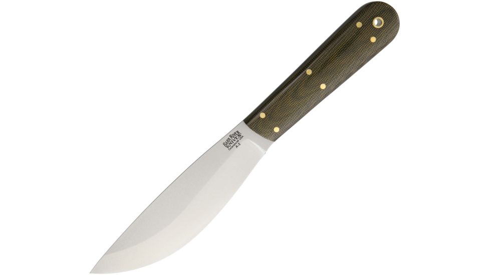 Bark River Hudson Bay Trade Green Canvas Fixed Blade Knife, 9.5in, 5.25in, A2 Tool Steel, Standard Edge, Satin, Green, Canvas Micarta Handle BA09112MGC
