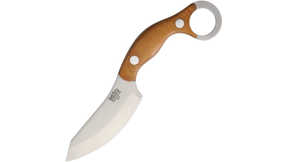 Bark River JX4 Bush Bat Natural Canvas Fixed Blade Knife, 3.75in, A2 Tool Steel, Standard Edge, Satin, Natural, Canvas Micarta Handle BA10111MNC