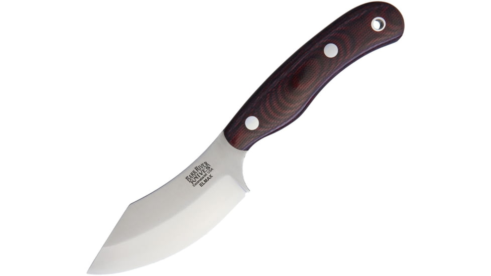Bark River JX6 Companion Elmax Fixed Blade Knife, 7.25in Overall, 3.25in Satin Elmax Steel Blade, Burgundy Canvas Micarta Handle, 10142MBU