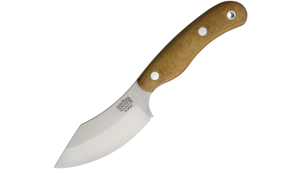 Bark River JX6 Companion Elmax Fixed Blade Knife, 7.25in Overall, 3.25in Satin Elmax Steel Blade, Natural Canvas Micarta Handle, 10-142MNC