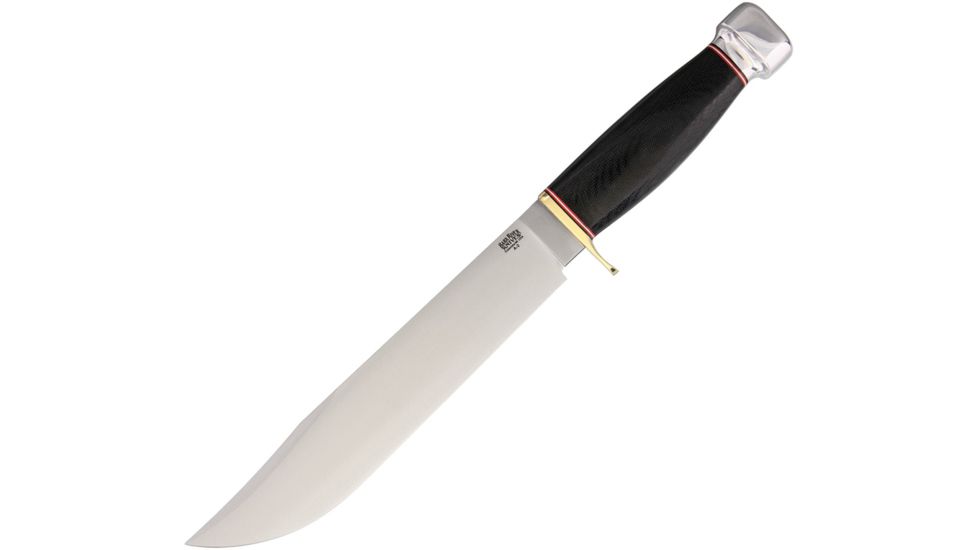 Bark River Michigan Bowie Black Canvas Fixed Blade Knife, 10in, A2 Tool Steel, Standard Edge, Satin, Black, Canvas Micarta Handle BA09214PMBC