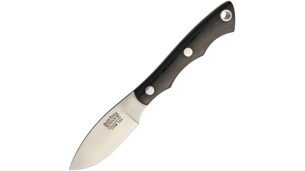 Bark River Micro Canadian Black Canvas Fixed Blade Knife, 2.25in, Brushed, Black, Canvas Micarta Handle BA055MBC