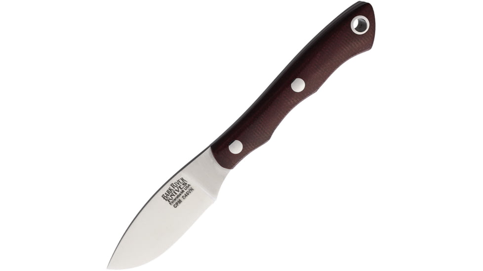 Bark River Micro Canadian S45VN Burgundy Knife, 2 satin finish blade, Burgundy canvas micarta handle, 03070MBU