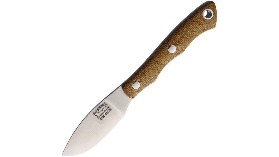 Bark River Micro Canadian S45VN Natural Knife, 2 satin finish blade, Natural canvas micarta handle, 03070MNC