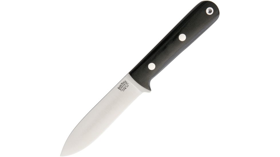 Bark River Mini Kephart 3V Black Canvas Fixed Blade Knife, 3.63in, CPM-3V Carbon Steel, Spear Point, Satin, Black, Canvas Micarta Handle BA08023MBC