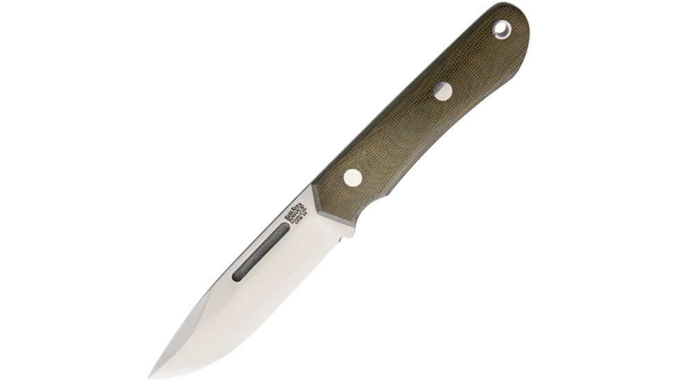 Bark River Springbok II 3V Green Canvas Fixed Blade Knife, 4.5in, Standard Edge, Satin, Green, Canvas Micarta Handle BA05220MGC