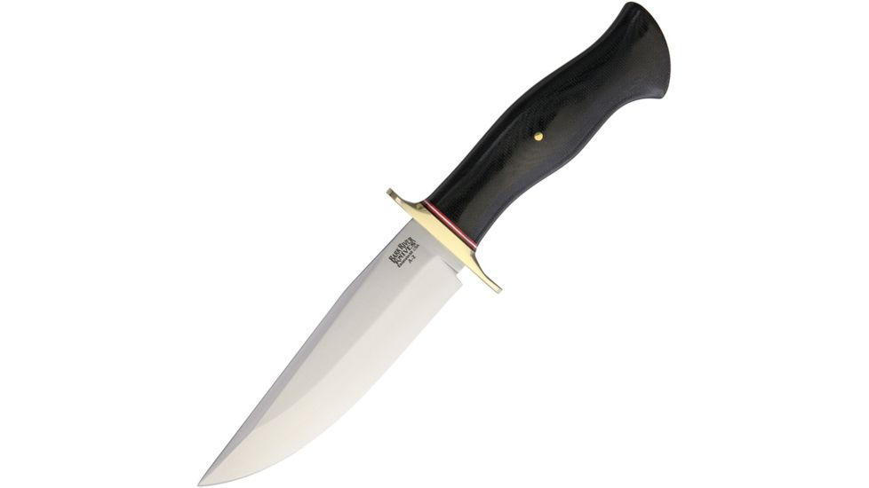 Bark River Vest Pocket Bowie A Black Fixed Blade Knife, 5.5in, A2 Tool Steel, Standard Edge, Satin, Black, Canvas Micarta Handle BA09113MBC