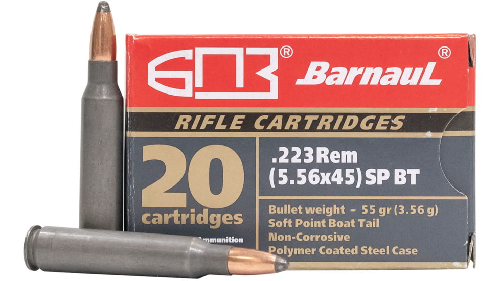 Barnaul Ammo 223REMSPBT55 Rifle 223 Rem 55 Gr Soft Point Boat Tail BTSP 20 Bx