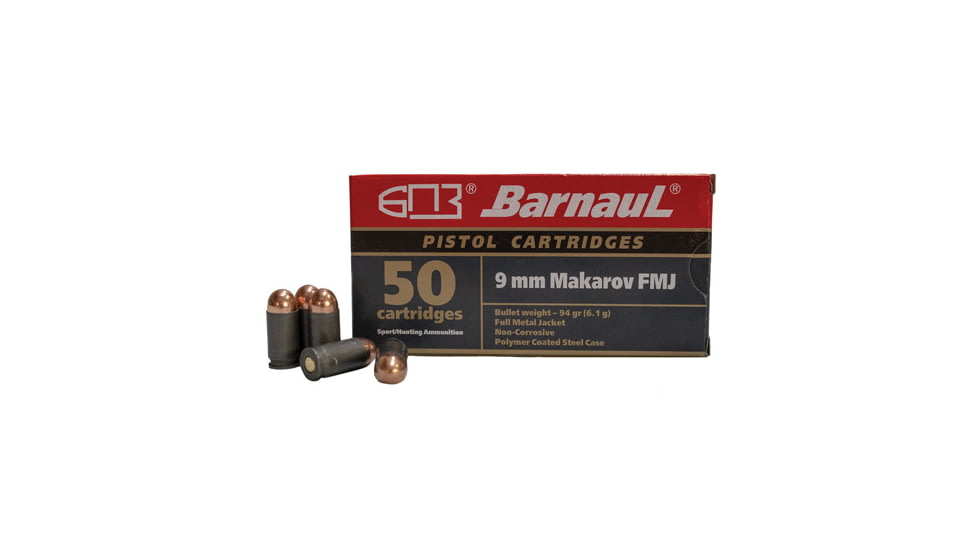 BarnauL Ammunition BRN 9mmMakarov HP94 Pistol Ammo 9mm Makarov 94gr HP steel polycoated case, HP94
