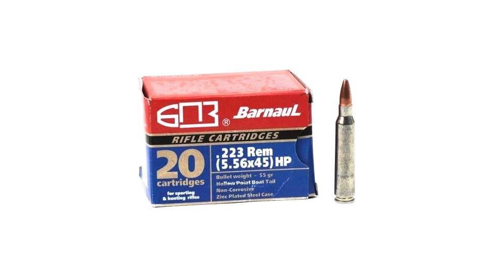 BarnauL Polycoated Steel Case Rifle Ammo .223 Rem 55gr HP 3271 fps 500/ct Case, BRN 223REM HPBT55