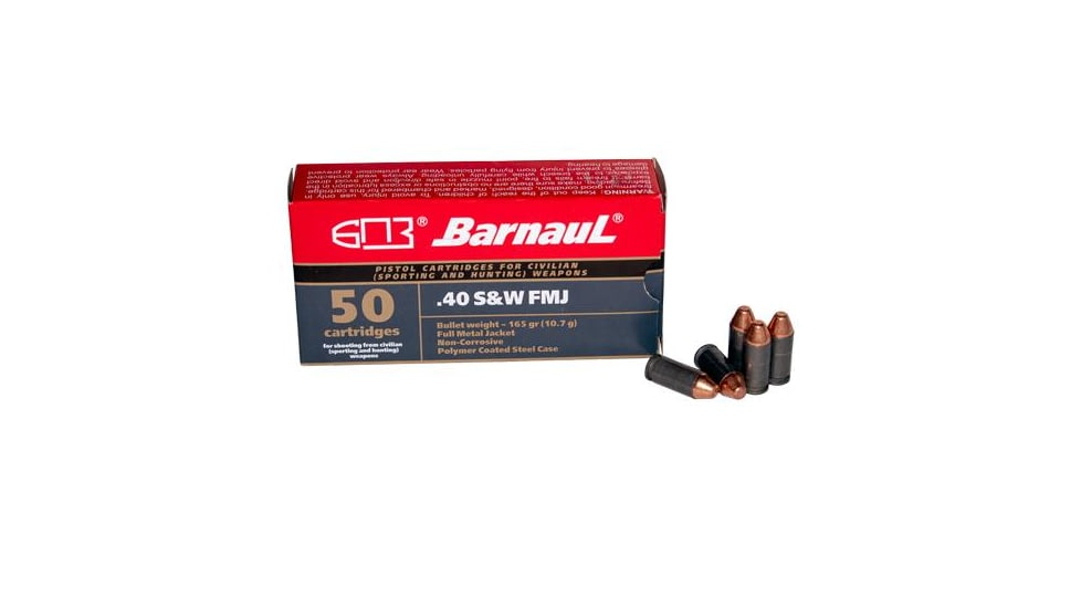 BarnauL Polycoated Steel Case Rifle Ammo .40 S&amp;W 165 gr FMJ 984 fps 500/ct Case, BRN 40SW FMJ165C