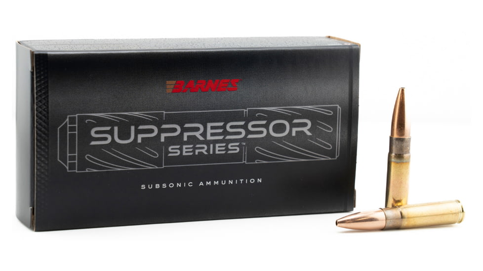 Barnes .300 AAC Blackout 205 Grain Suppressor BTHP Brass Rifle Ammo, 20 Rounds, SUP300BLK1