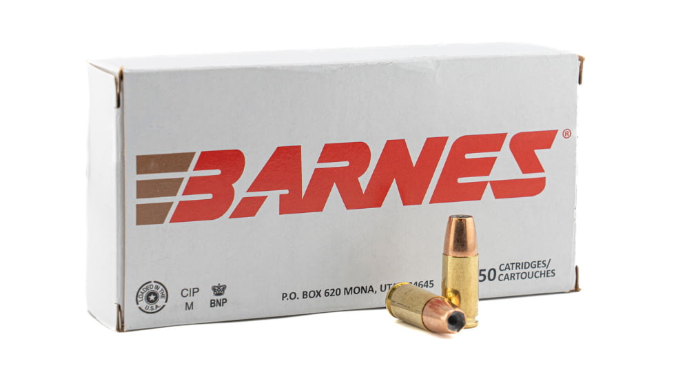 Barnes Defense 9mm Luger 124 Grain Sierra Jacketed Hollow Point Brass Cased Pistol Ammo, 50 Rounds, 32516