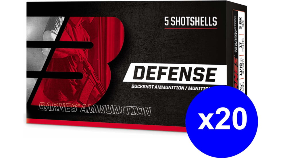 Barnes Defense Buckshot 12 Gauge 4 Buck 21 Pellets 2.75in Shotgun Ammo, 100 Rounds