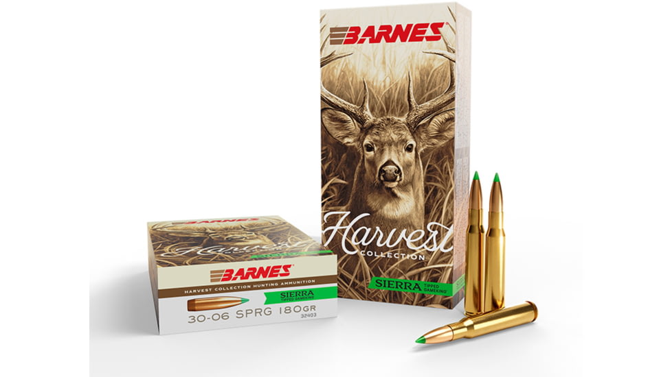 Barnes Harvest 30-06 Springfield 180 Grain Brass Cased Rifle Ammo, 20 Rounds, 32403