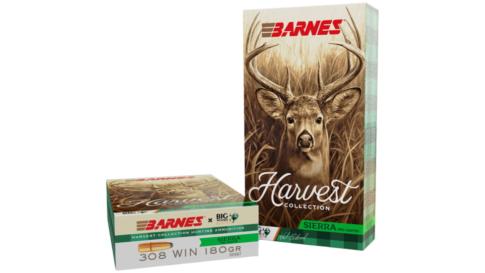 Barnes Harvest 7.62x51mm NATO 180 Grain Round Nose Brass Cased Rifle Ammunition, 20 Rounds, 32557