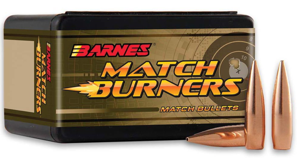 Barnes Match Burner 22 Caliber 77 Grain Boat Tail Pistol Ammo, 100 Rounds, 32050-100RD