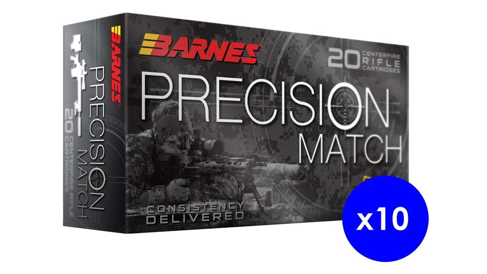 Barnes Precision Match .300 AAC Blackout 125 grain Match Burner Open Tip Match Boat Tail Centerfire Rifle Ammo, 200 Rounds