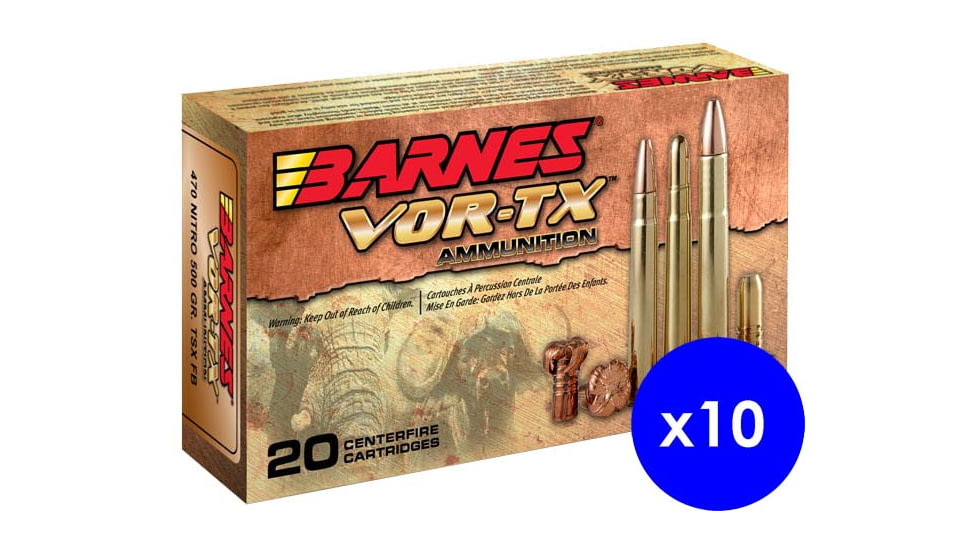 Barnes Vor-Tx Safari .416 Rigby 400 Grain TSX Flat Base Hollow Point Centerfire Rifle Ammo, 200 Rounds