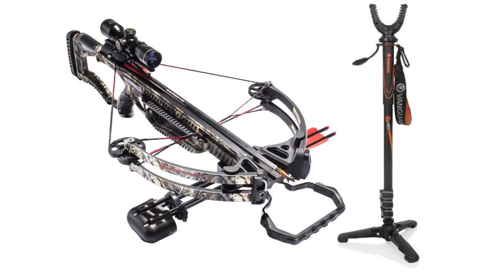 Barnett Crossbows Raptor FX2 Crossbow, Red Dot Package, 78063 W/ Vanguard Veo Shooting Stick