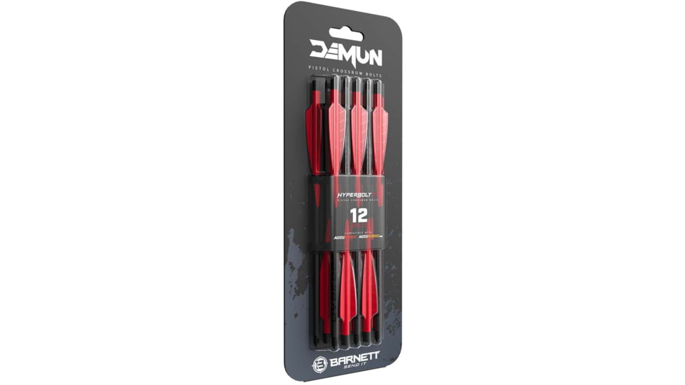 Barnett Demun Hyperbolts 3-Fletch - Pack of 12, Black, BAR50038