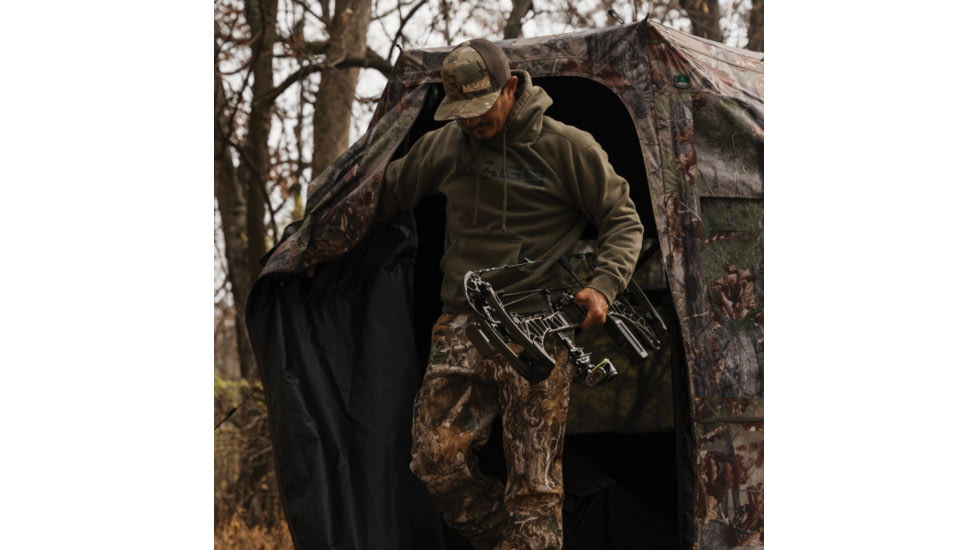 Barronett Blinds Grandview, See-Through Hunting Blind, View-Through Fabric, Silent Shooting Windows, Bloodtrail Backwoods, 82in x 105iin x 103in, Bloodtrail Backwoods, 4-Person, GV450BW