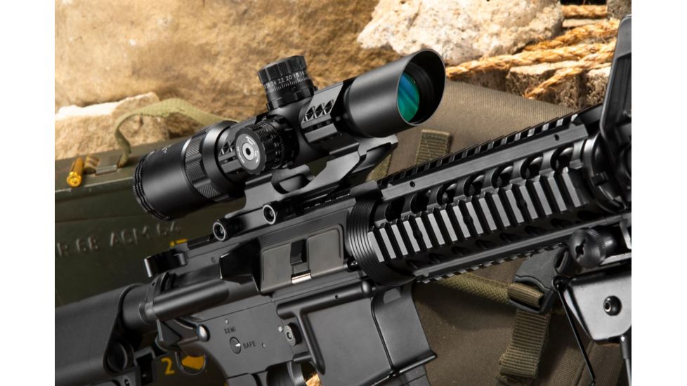 Barska 1-4x28, 30mm tube, IR glass, mil dot reticle Rifle Scope Black AC11872