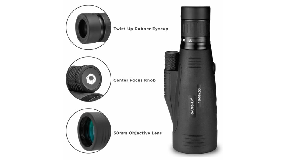 Barska 10-30x50 Monocular, Black, Small, AA13638