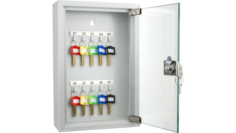 Barska 10 Position Key Cabinet w/Glass Door,Gray CB12986