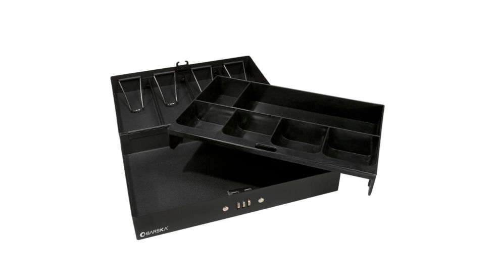 Barska 12in. Cash Box, Tray w/ Money Clip, Fully Open CB11794
