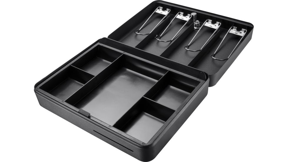 Barska 12 inch Standard Fold Out Cash Box with Key Lock, Black, Small CB13052