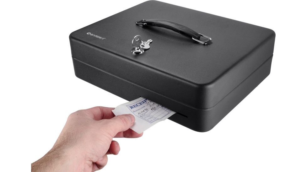 Barska 12 inch Standard Fold Out Cash Box with Key Lock, Black, Small CB13052