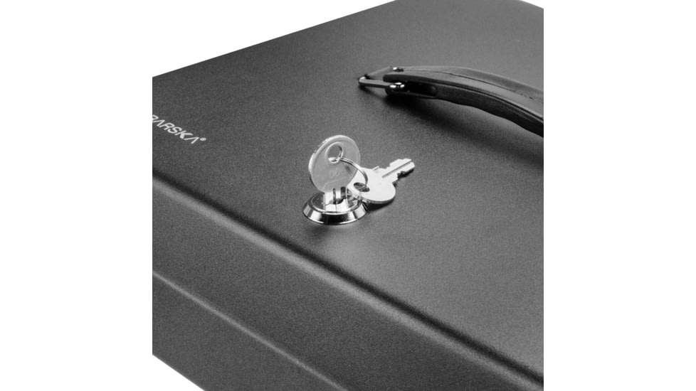 Barska 12 inch Standard Fold Out Cash Box with Key Lock, Black, Small CB13052