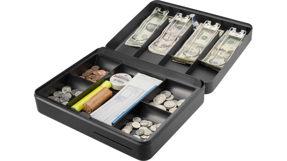 Barska 12 inch Standard Fold Out Cash Box with Key Lock, Black, Small CB13052