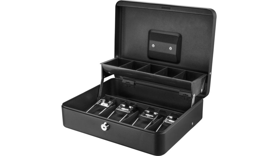Barska 12 inch Standard Register Style Cash Box with Key Lock, Black, Small CB13054
