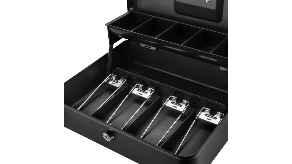 Barska 12 inch Standard Register Style Cash Box with Key Lock, Black, Small CB13054