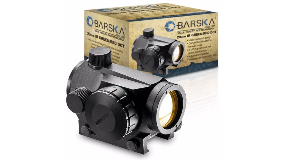 Barska 1x20 Dual Green/Red Dot Scope, Black, Dovetail/Weaver Base AC11586