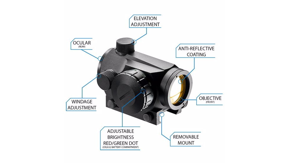 Barska 1x20 Dual Green/Red Dot Scope, Black, Dovetail/Weaver Base AC11586
