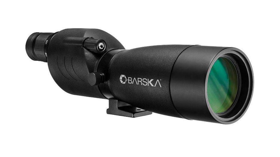 Barska 20-60x60 Blackhawk Spotting Scope, Straight,Porro Prism, BK-7, Glare Reducing Sunshade, Black AD12728