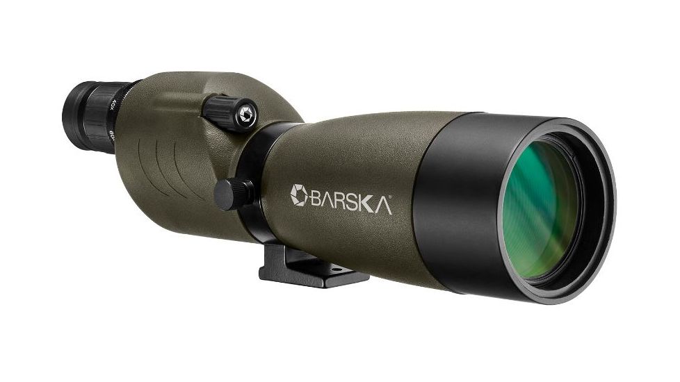 Barska 20-60x60 Blackhawk Spotting Scope, Straight, Porro Prism, BK-7, Glare Reducing Sunshade, Green AD12704